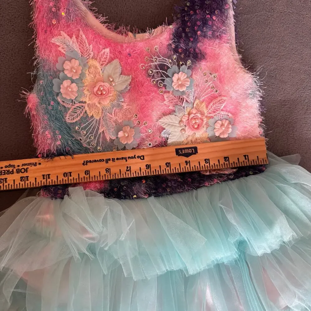 Veera Girls Pastel Rainbow Tutu Gown Maxi Dress 26‎ Made in India Party Fancy